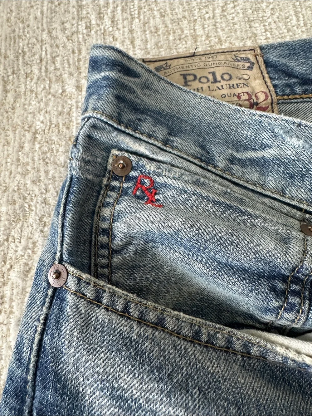Polo by Ralph Lauren Light Blue Relaxed Jeans with Knee Rips